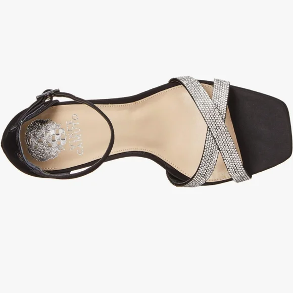 NEW Vince Camuto Kalvira2 Black Satin Stiletto Heeled Strappy Sandal 9 - Picture 4 of 9